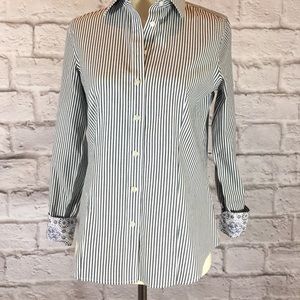 Talbot’s size 2P NWOT blue white striped blouse